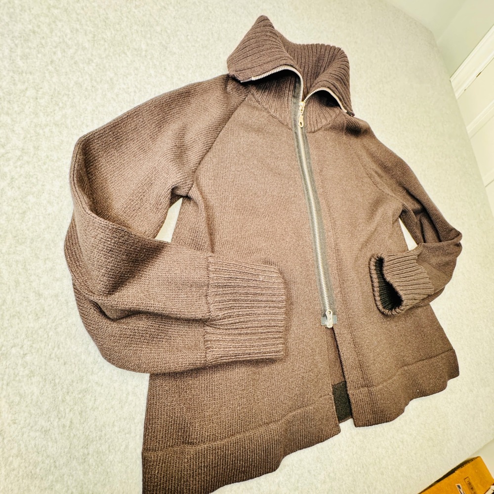 Barbara Wells Studio Funnel Neck Zip Chunky Sweater Knit‎ Jacket Womens Small